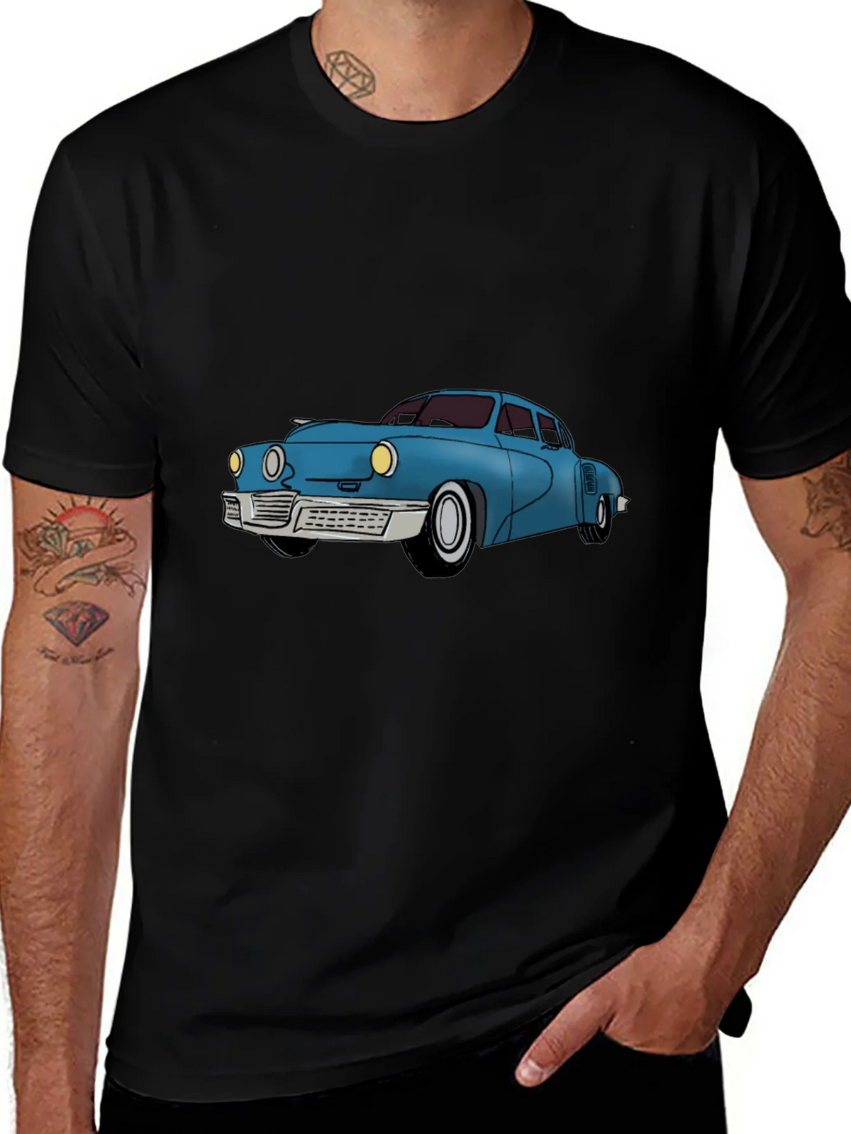 Classic Car Graphic Tee - Black Cotton T-Shirt product image 1
