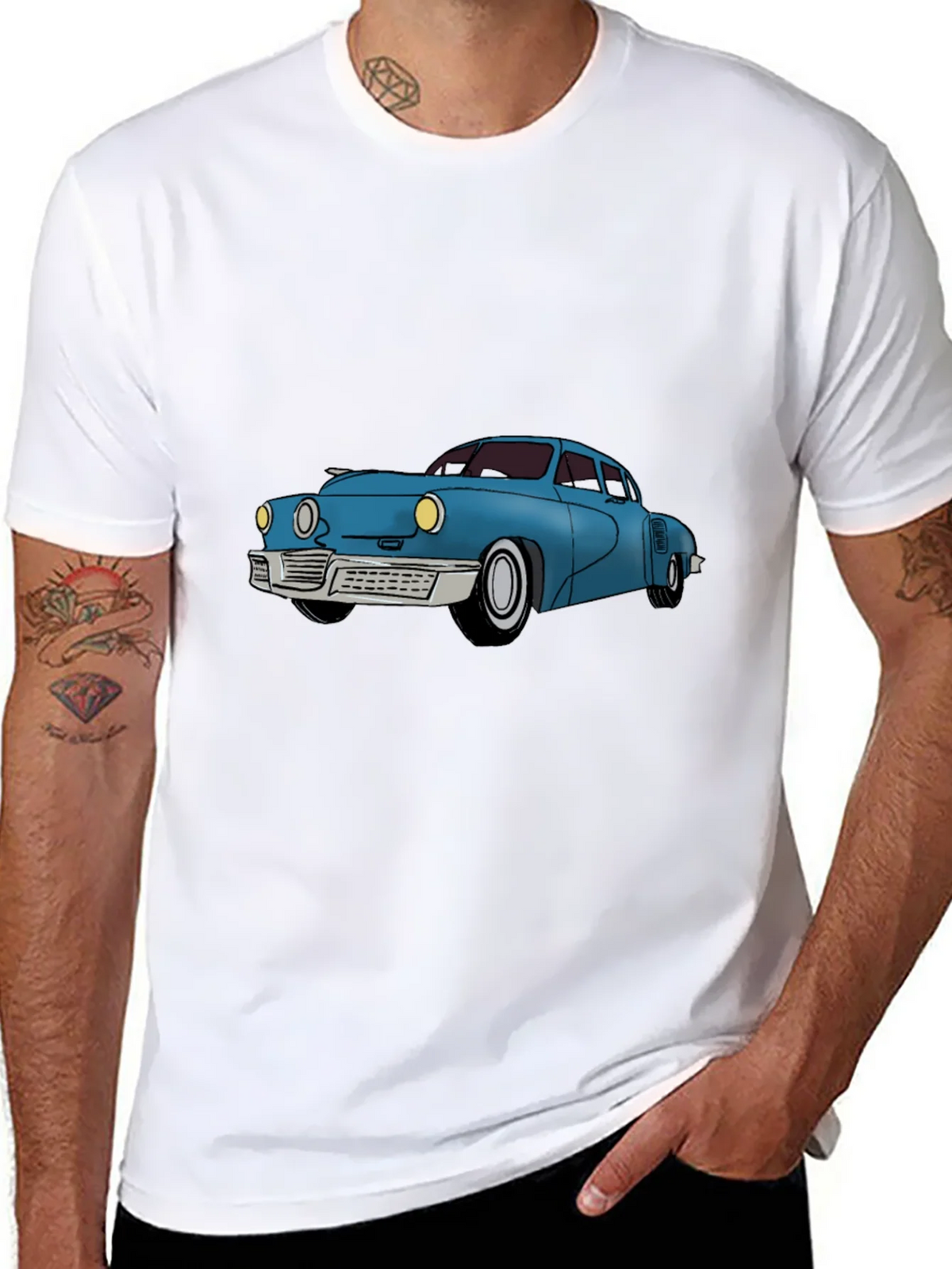 Classic Car Graphic Tee - Black Cotton T-Shirt product image 7