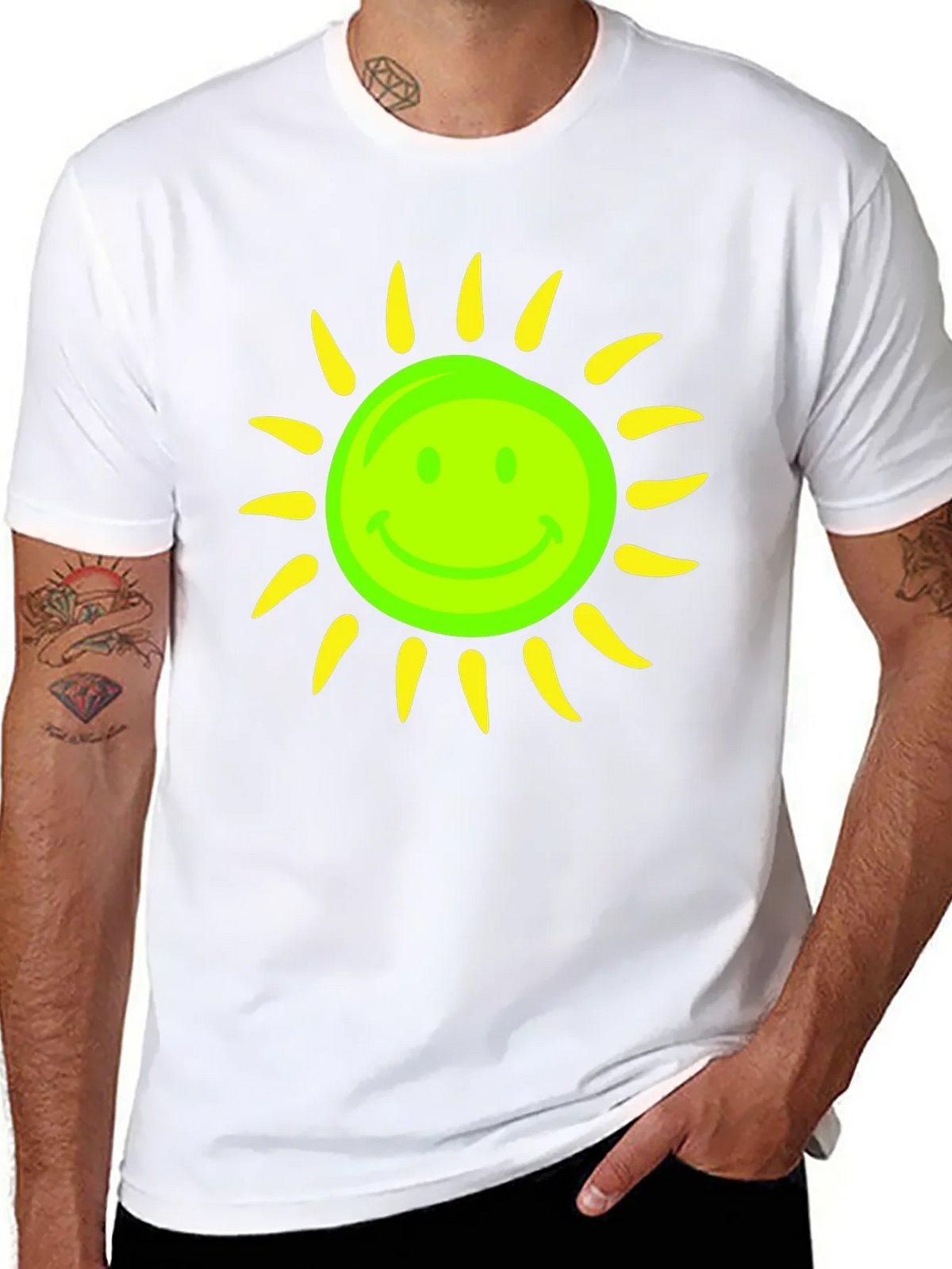 Smiley Sun Graphic Tee - Black Casual T-Shirt product image 6