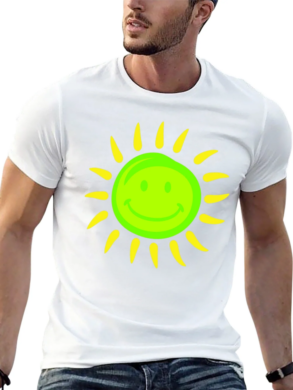 Smiley Sun Graphic Tee - Black Casual T-Shirt product image 11