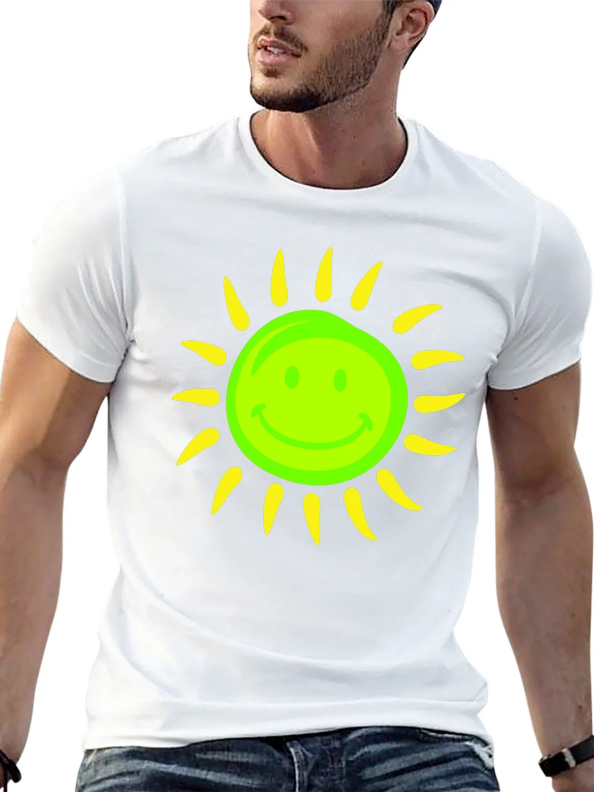 Smiley Sun Graphic Tee - Black Casual T-Shirt product image 11
