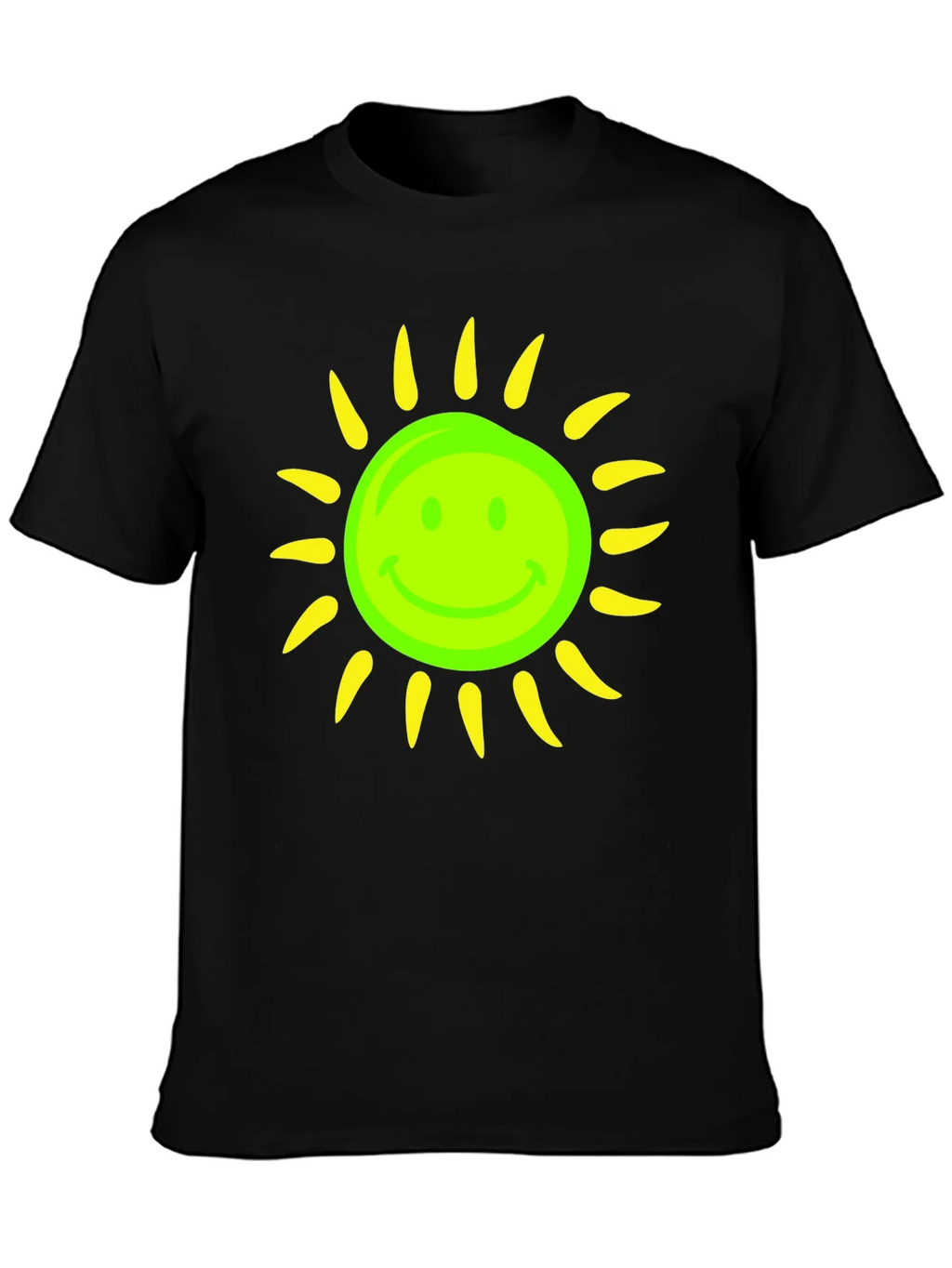 Smiley Sun Graphic Tee - Black Casual T-Shirt product image 3