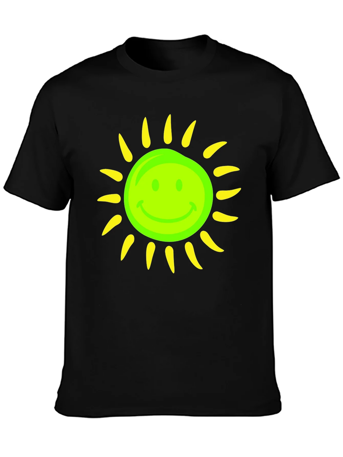 Smiley Sun Graphic Tee - Black Casual T-Shirt product image 3