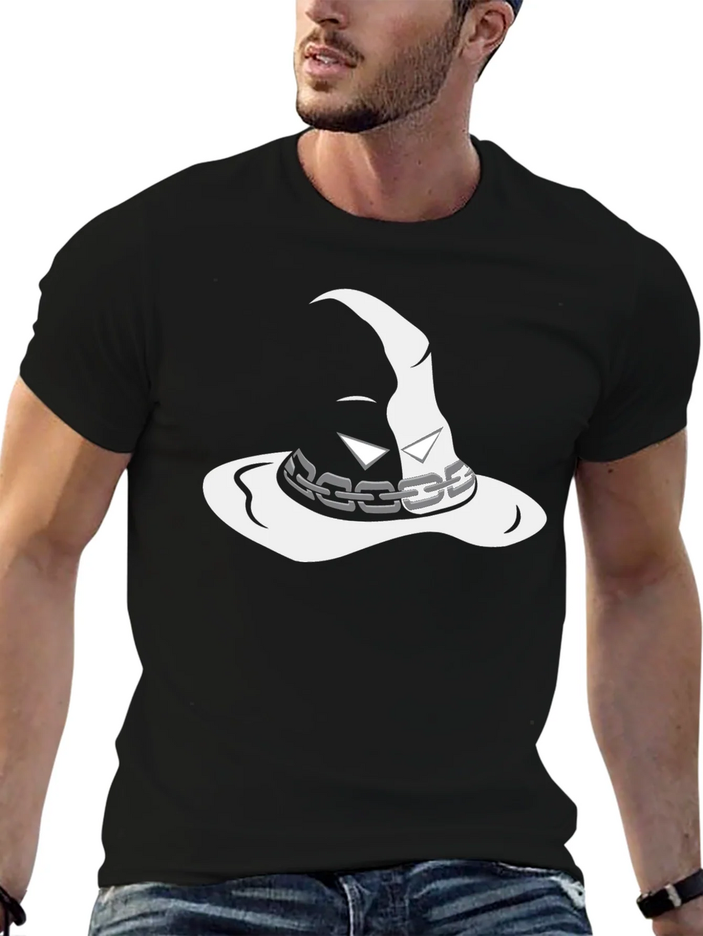 Mystic Wizard Hat Graphic Tee - Black
