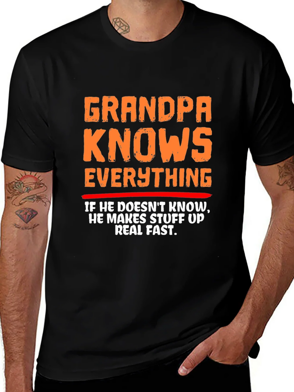 Grandpa Knows Everything Funny Graphic T-Shirt product image 1
