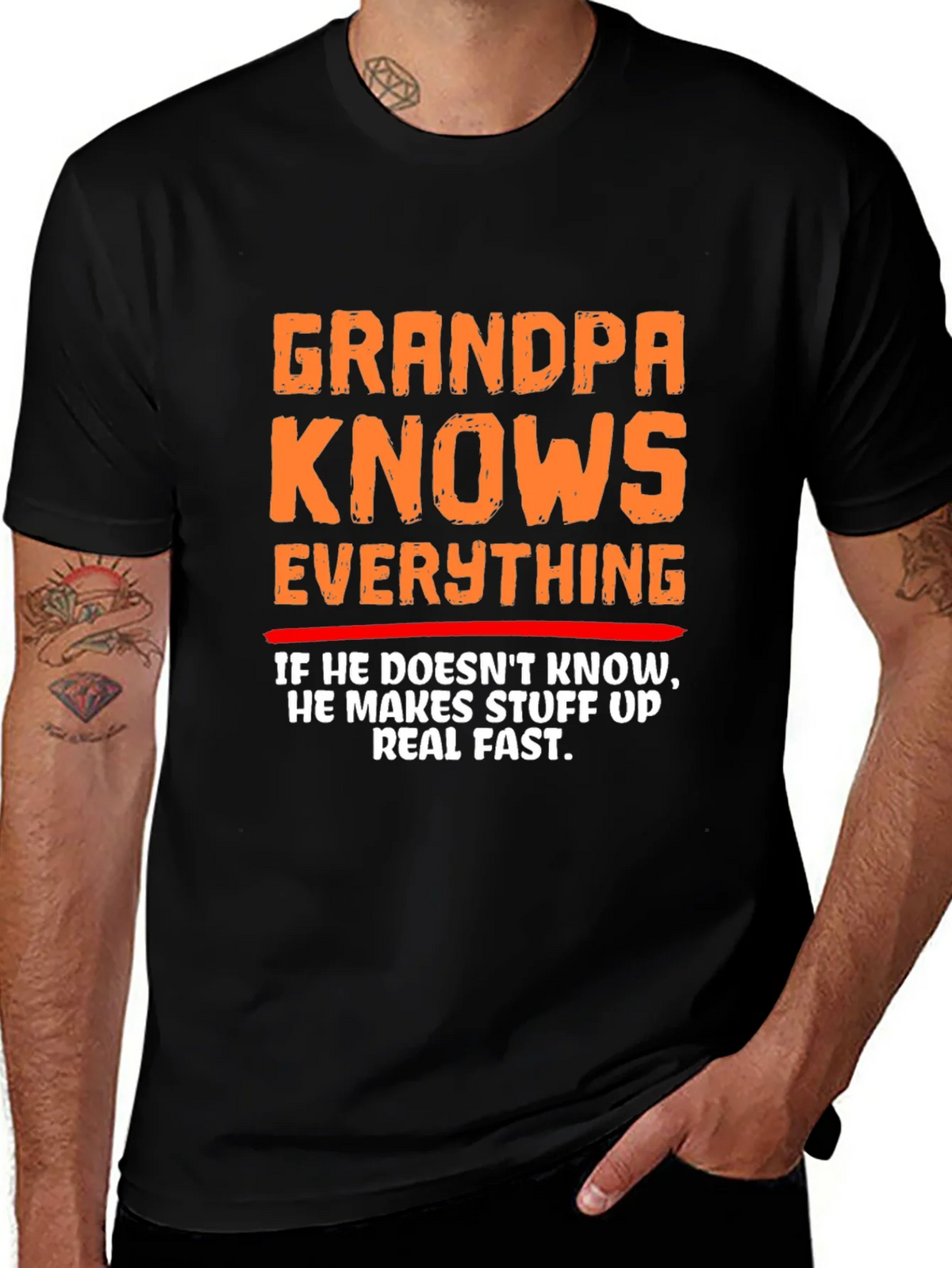 Grandpa Knows Everything Funny Graphic T-Shirt product image 1