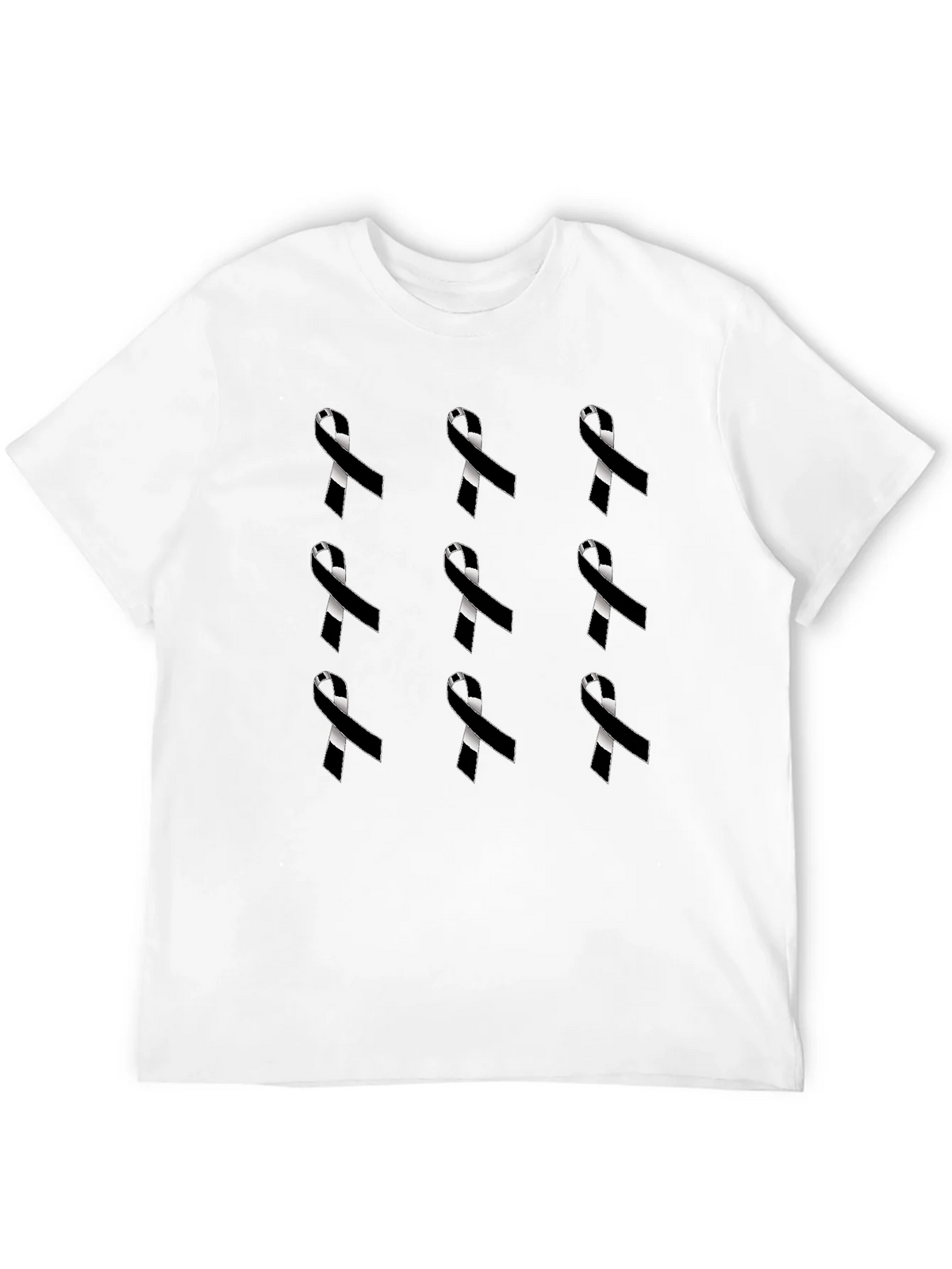 Ribbon Pattern Black Crewneck T-Shirt product image 9