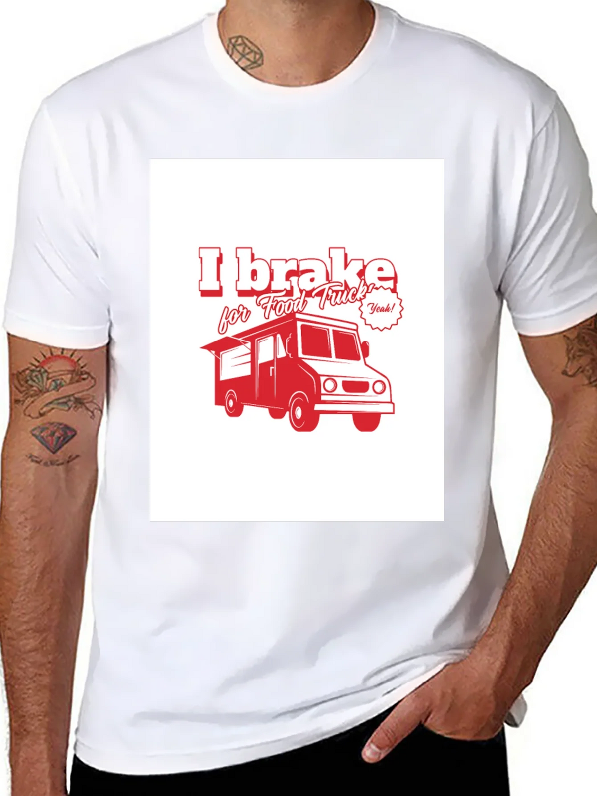 I Brake for Food Truck Black T-Shirt product image 7