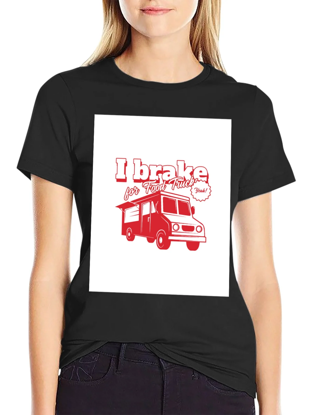 I Brake for Food Truck Black T-Shirt product image 2