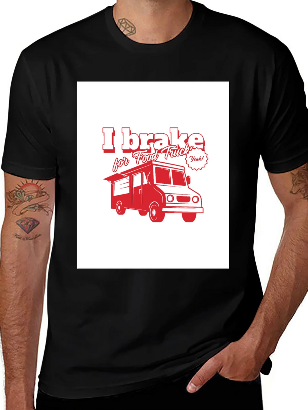 I Brake for Food Truck Black T-Shirt product image 1