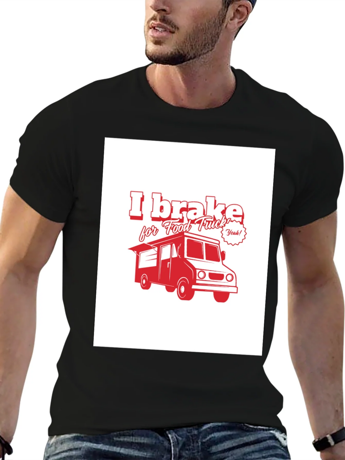 I Brake for Food Truck Black T-Shirt product image 6