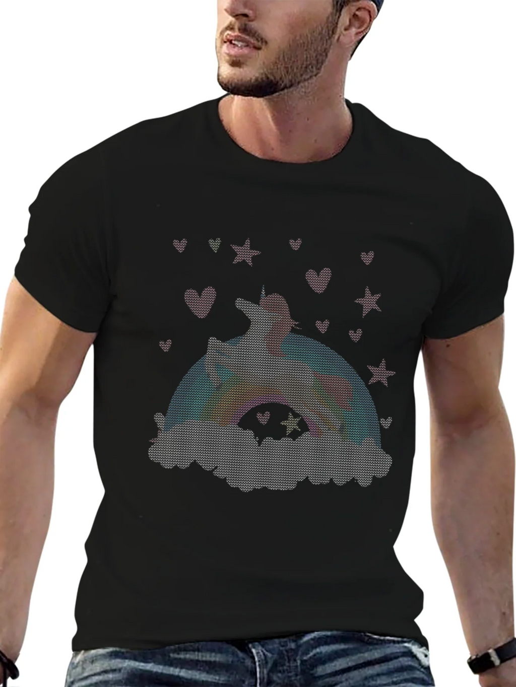 Unicorn Rainbow Graphic Tee - Black Cotton Blend product image 6