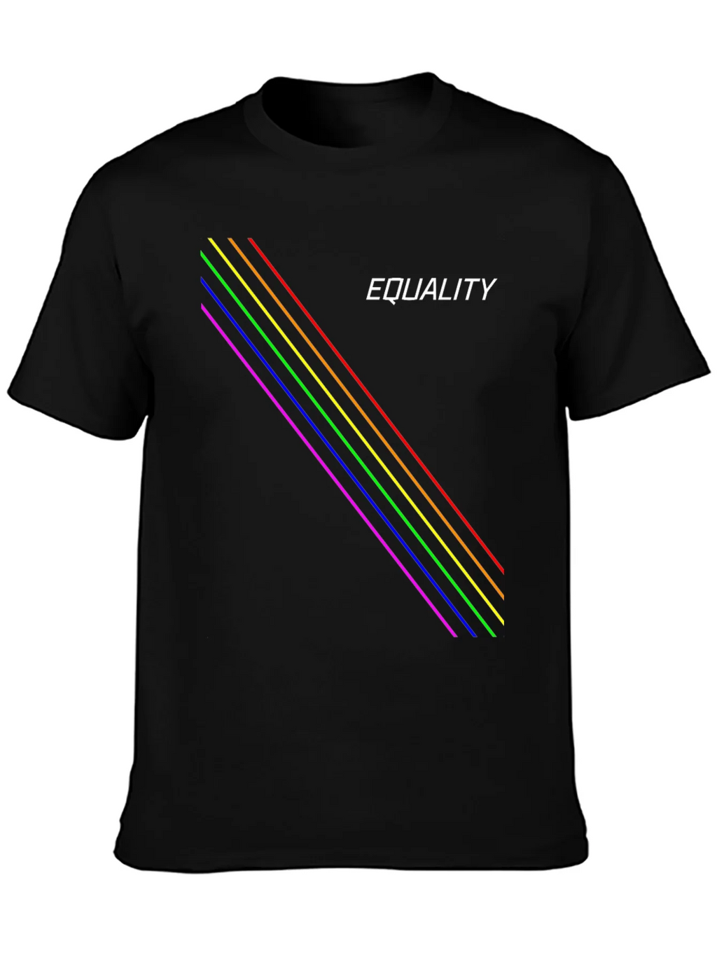 Equality Rainbow Stripe Black T-Shirt product image 3