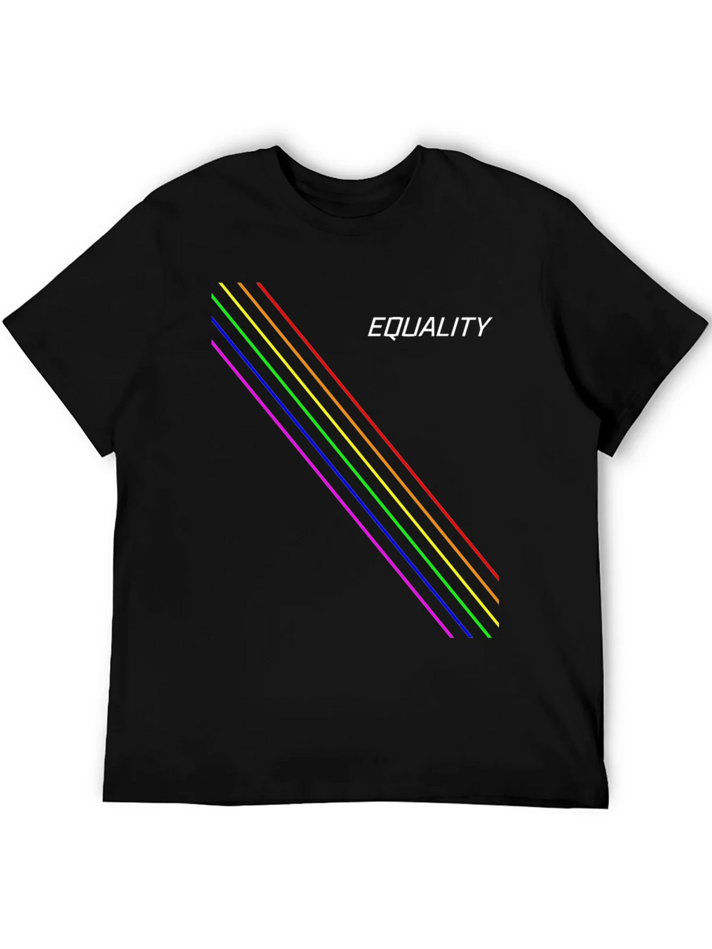 Equality Rainbow Stripe Black T-Shirt product image 4