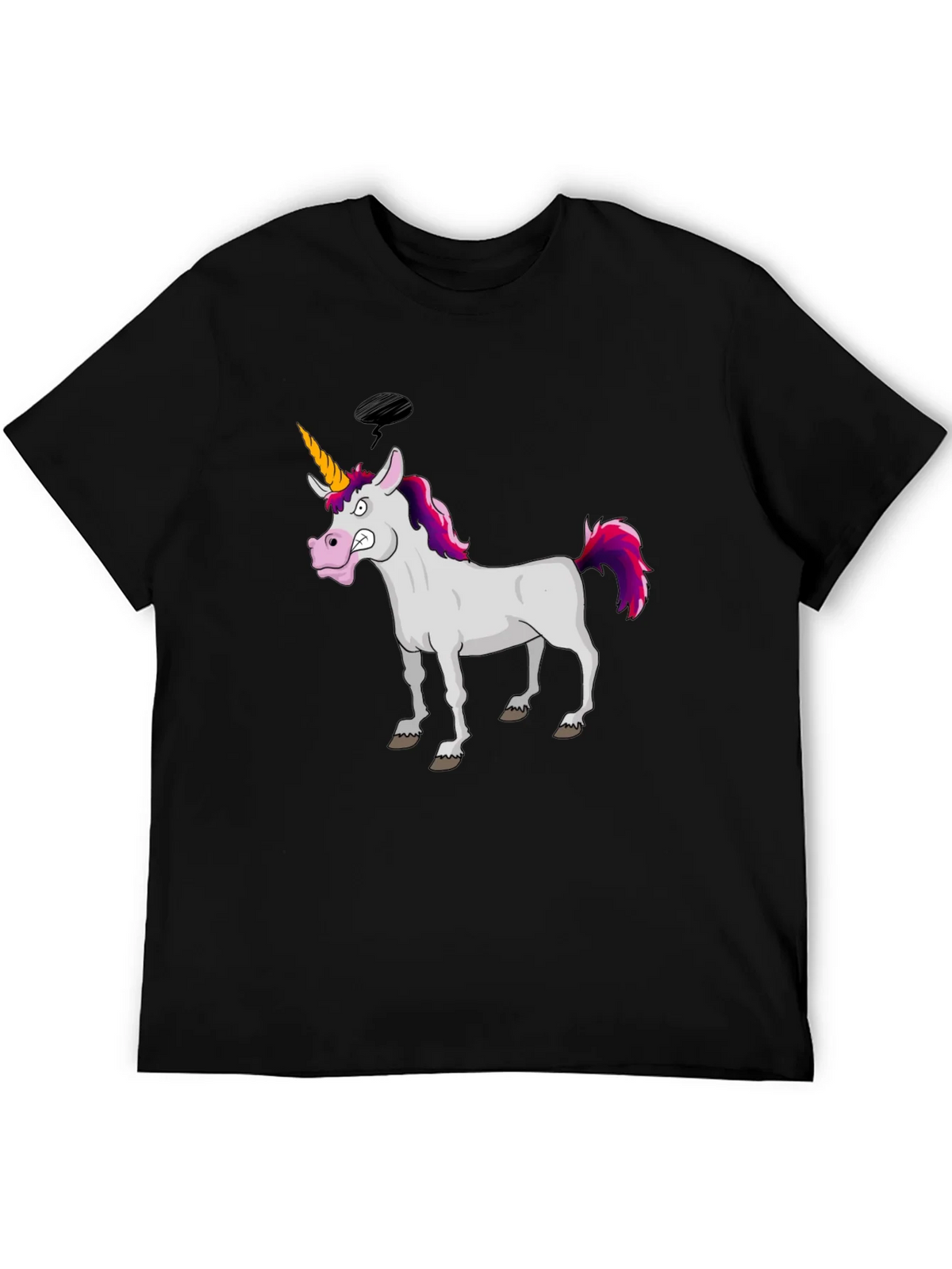 Funny Grumpy Unicorn Black Graphic T-Shirt product image 5