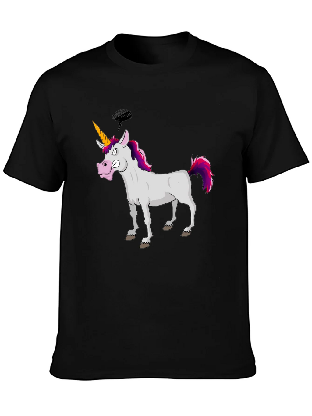 Funny Grumpy Unicorn Black Graphic T-Shirt product image 3