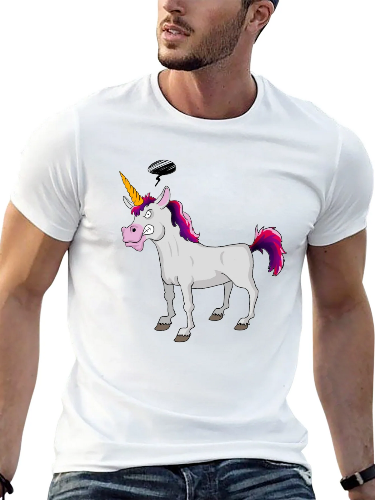 Funny Grumpy Unicorn Black Graphic T-Shirt product image 12