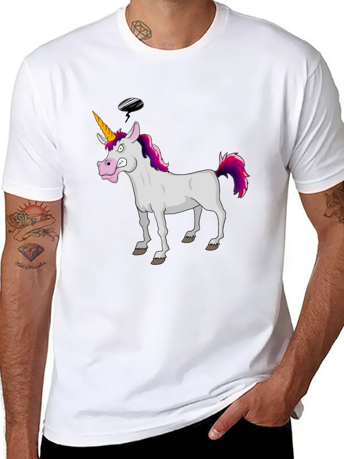 Funny Grumpy Unicorn Black Graphic T-Shirt product image 7