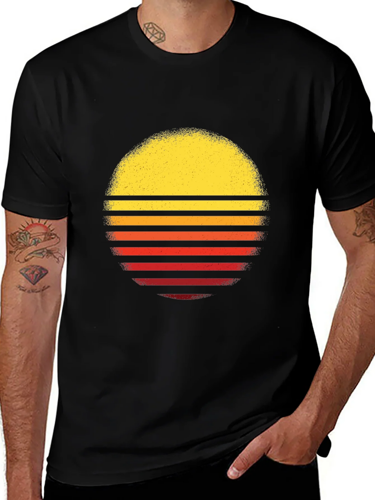 Retro Sunset Graphic T-Shirt - Black product image 1