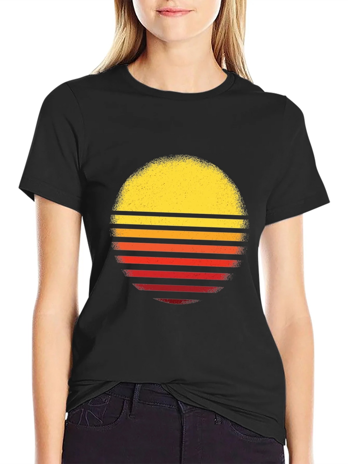 Retro Sunset Graphic T-Shirt - Black product image 2