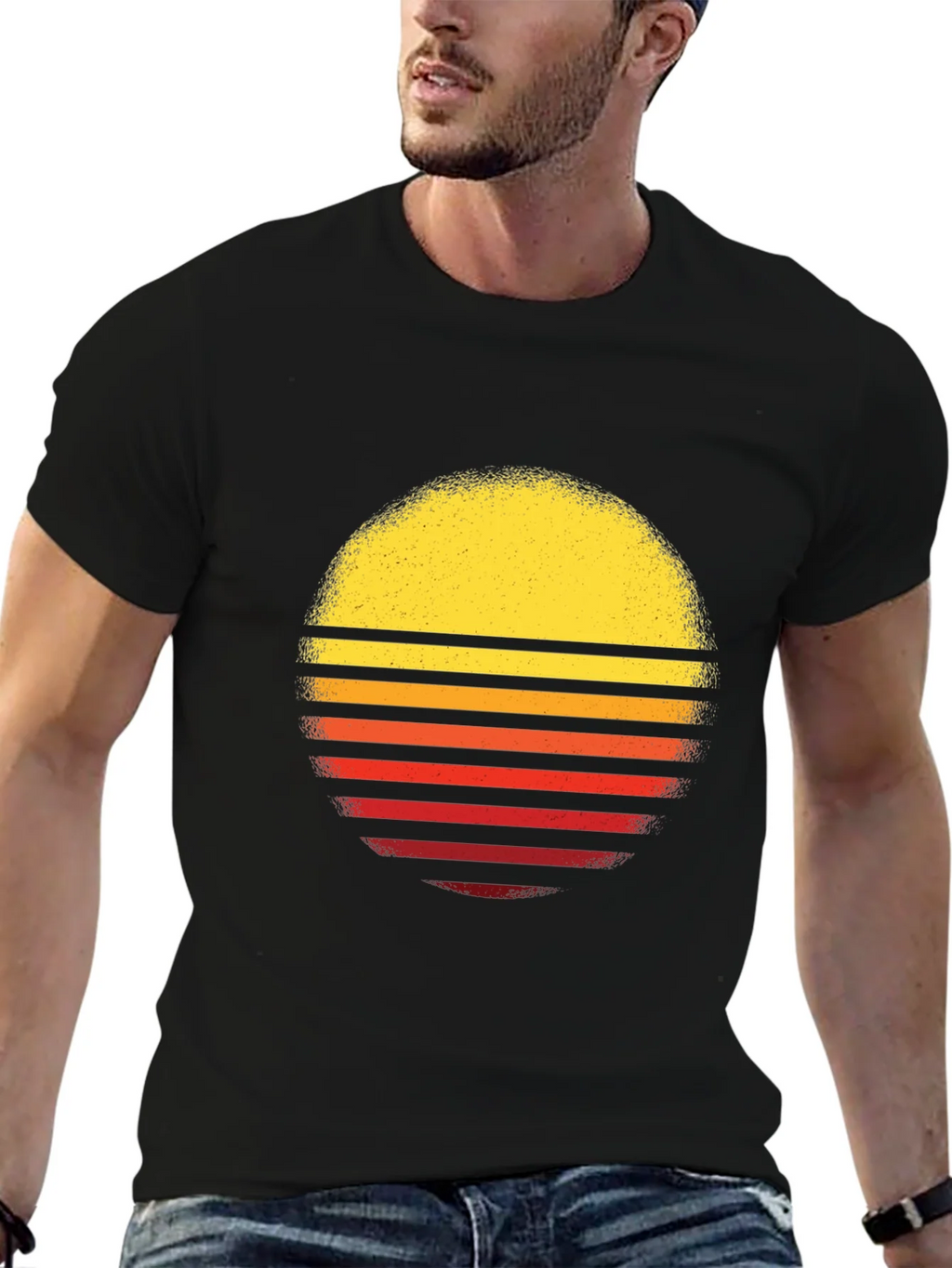 Retro Sunset Graphic T-Shirt - Black product image 6