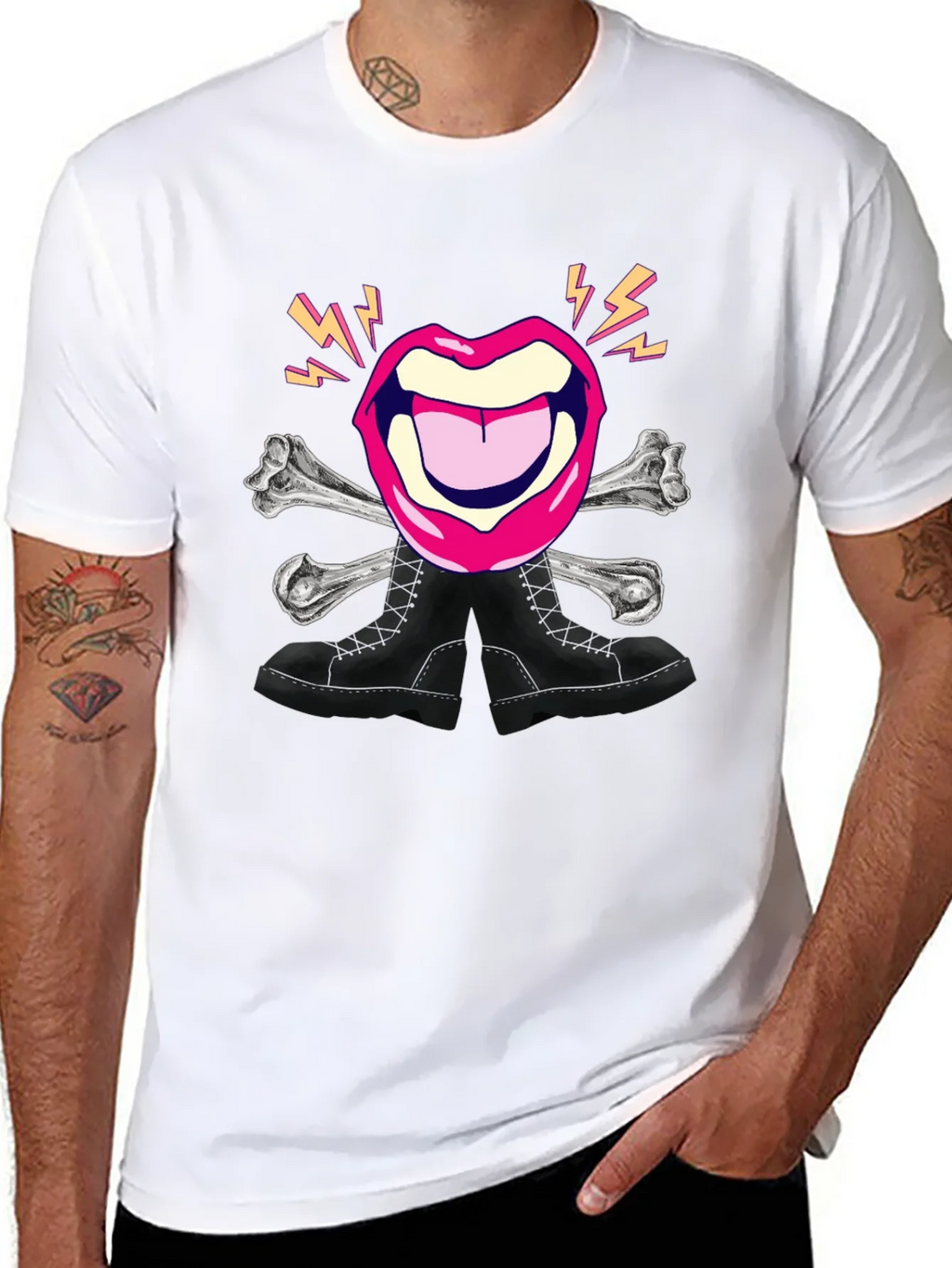 Rock Lips Crossbones Boots Graphic Tee product image 7