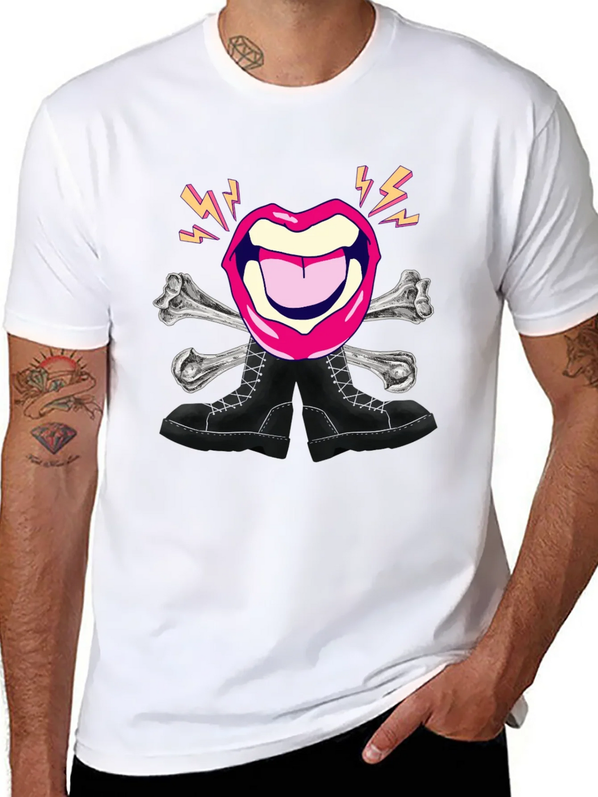 Rock Lips Crossbones Boots Graphic Tee product image 7