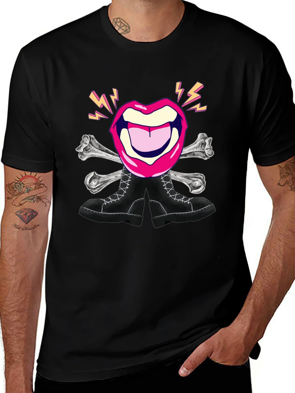 Rock Lips Crossbones Boots Graphic Tee product image 1