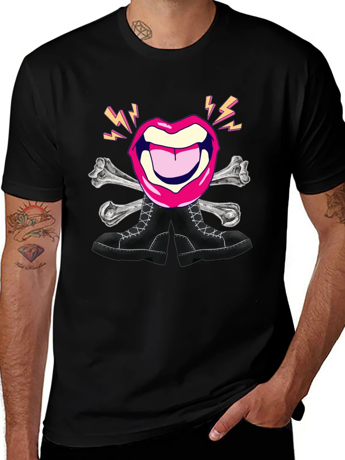 Rock Lips Crossbones Boots Graphic Tee product image 1