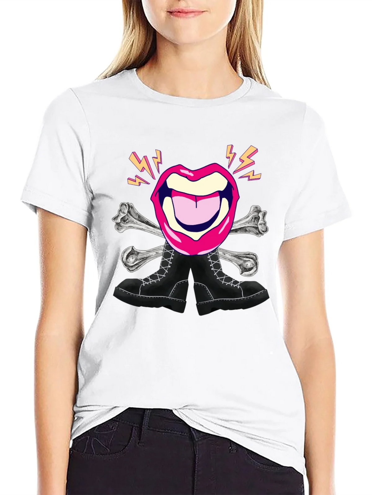 Rock Lips Crossbones Boots Graphic Tee product image 8