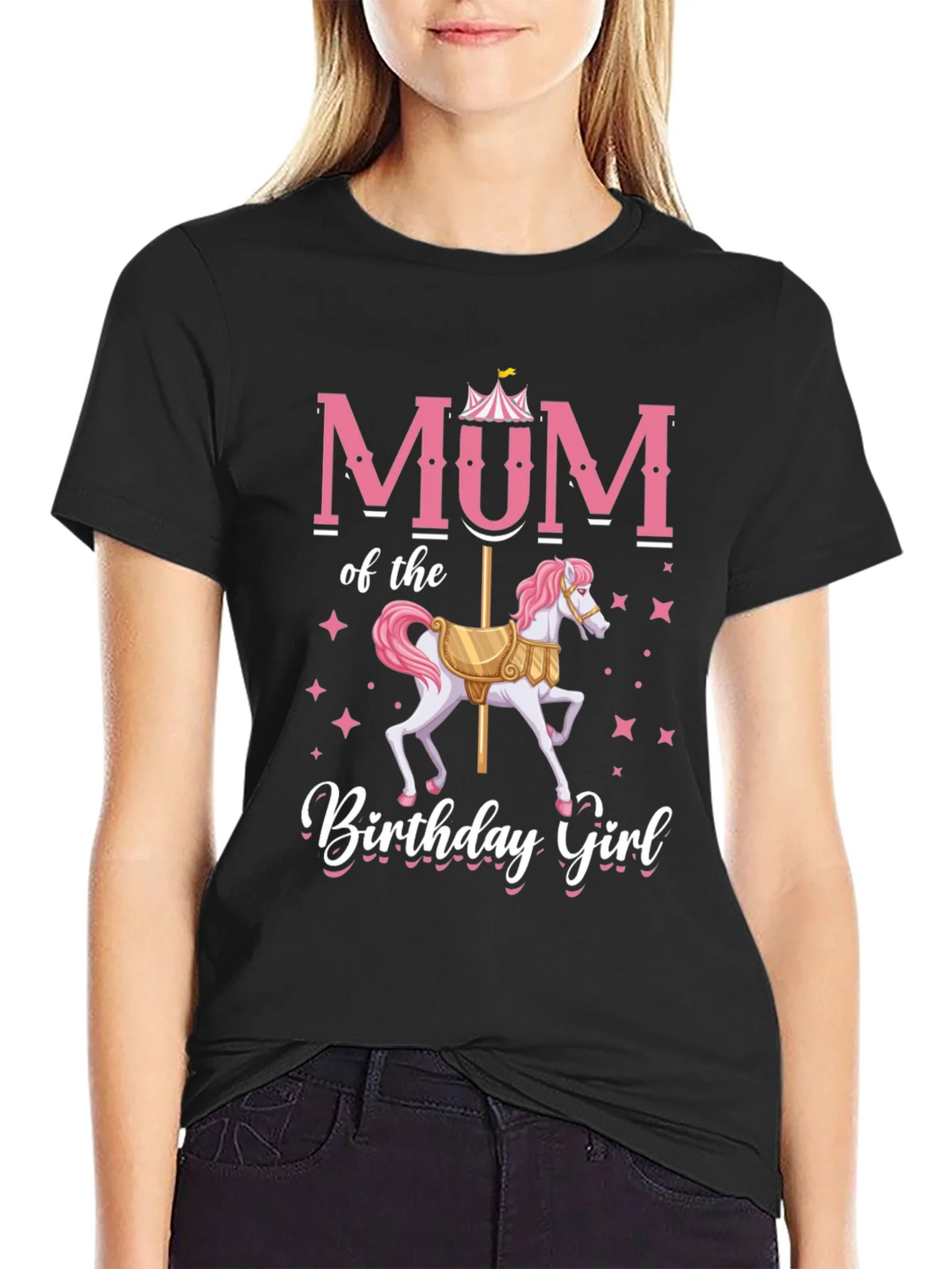 Mum Birthday Girl T-Shirt Carousel Horse product image 2
