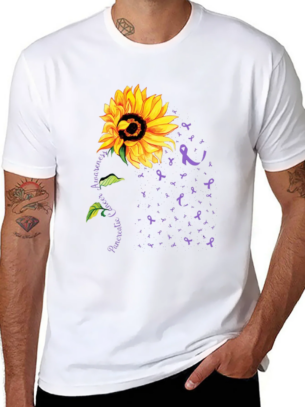 Sunflower Pancreatic Cancer Awareness T-Shirt product image 7