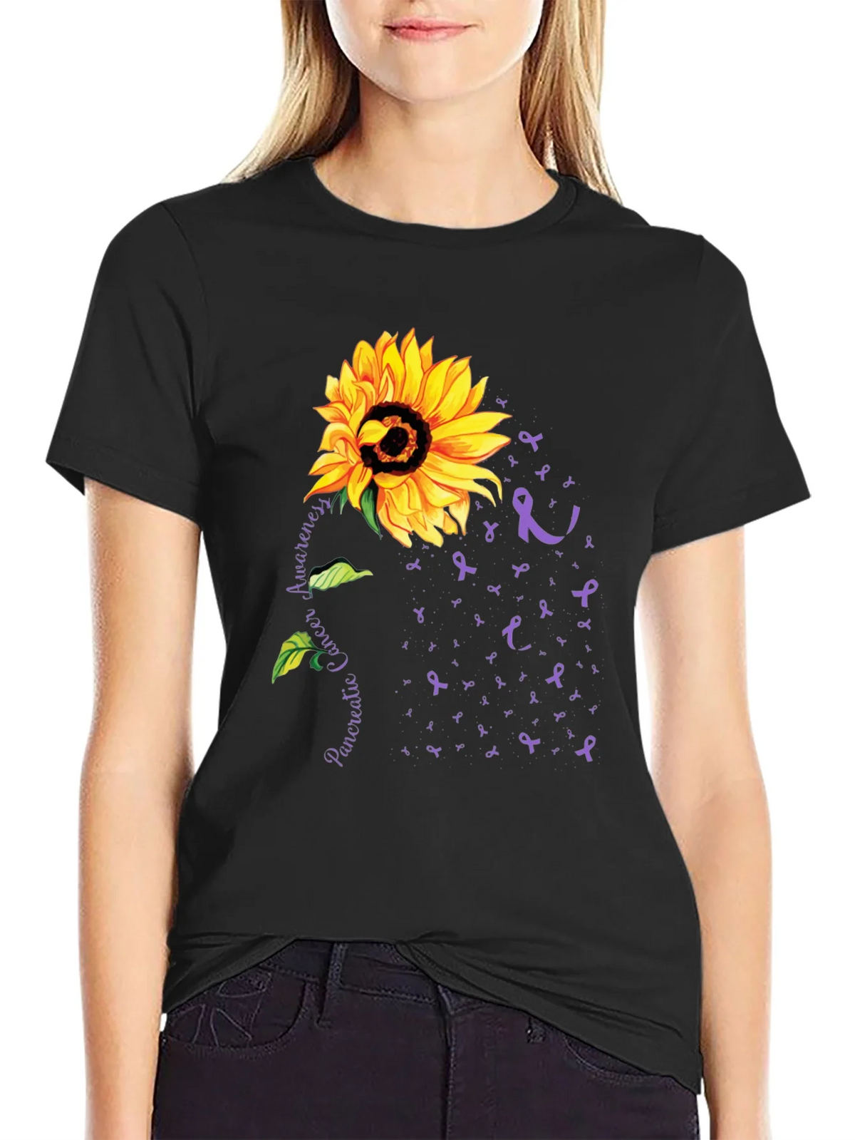 Sunflower Pancreatic Cancer Awareness T-Shirt product image 2