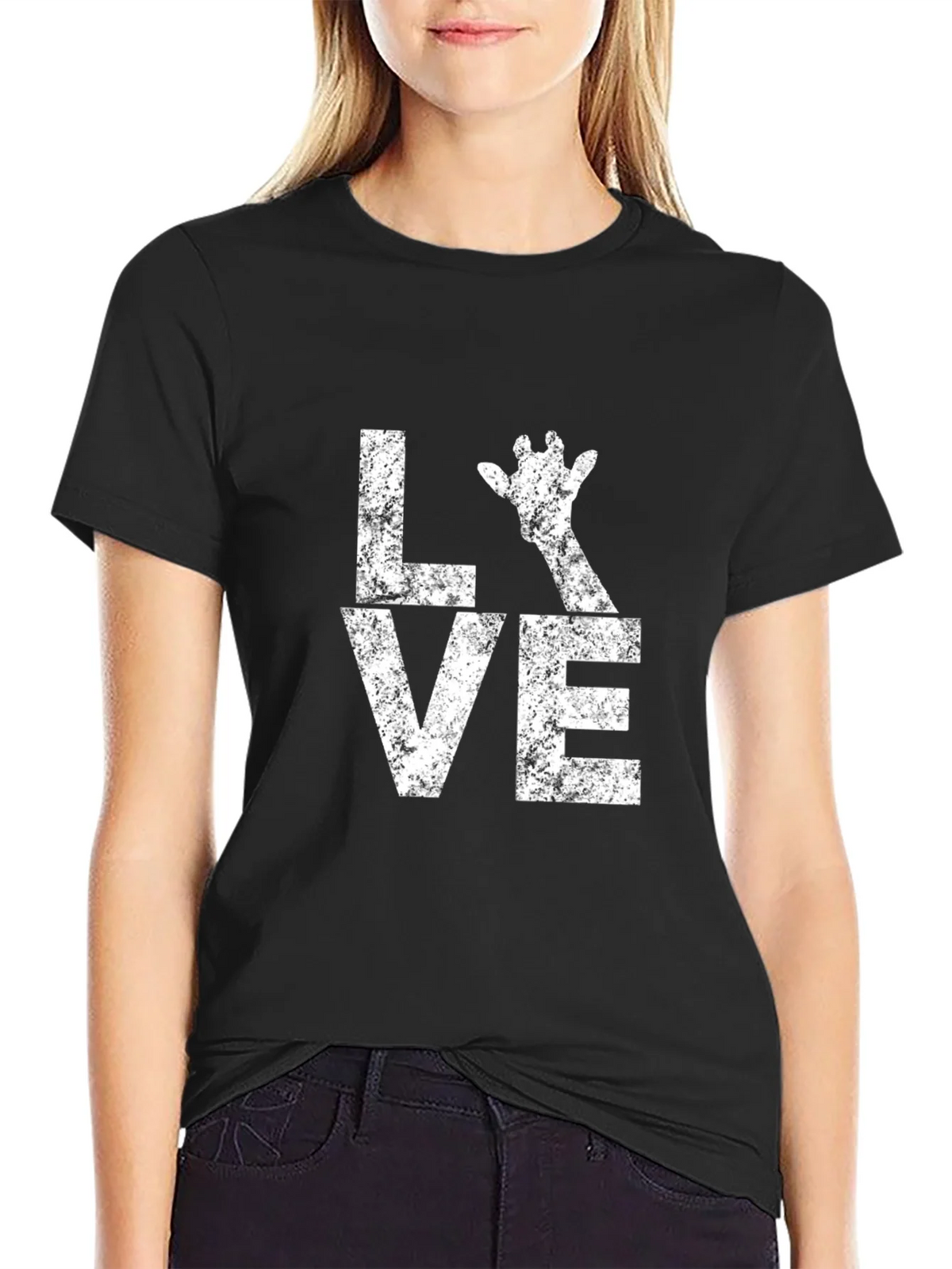 Love Giraffe Graphic Tee - Unisex Black T-Shirt product image 2