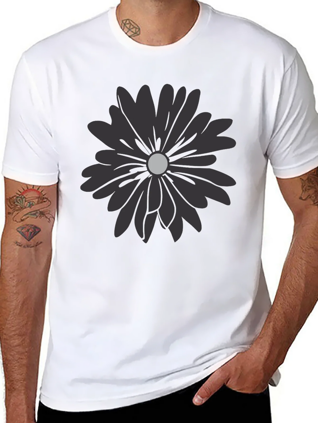 Black Flower Graphic T-Shirt - Modern Casual Tee product image 7