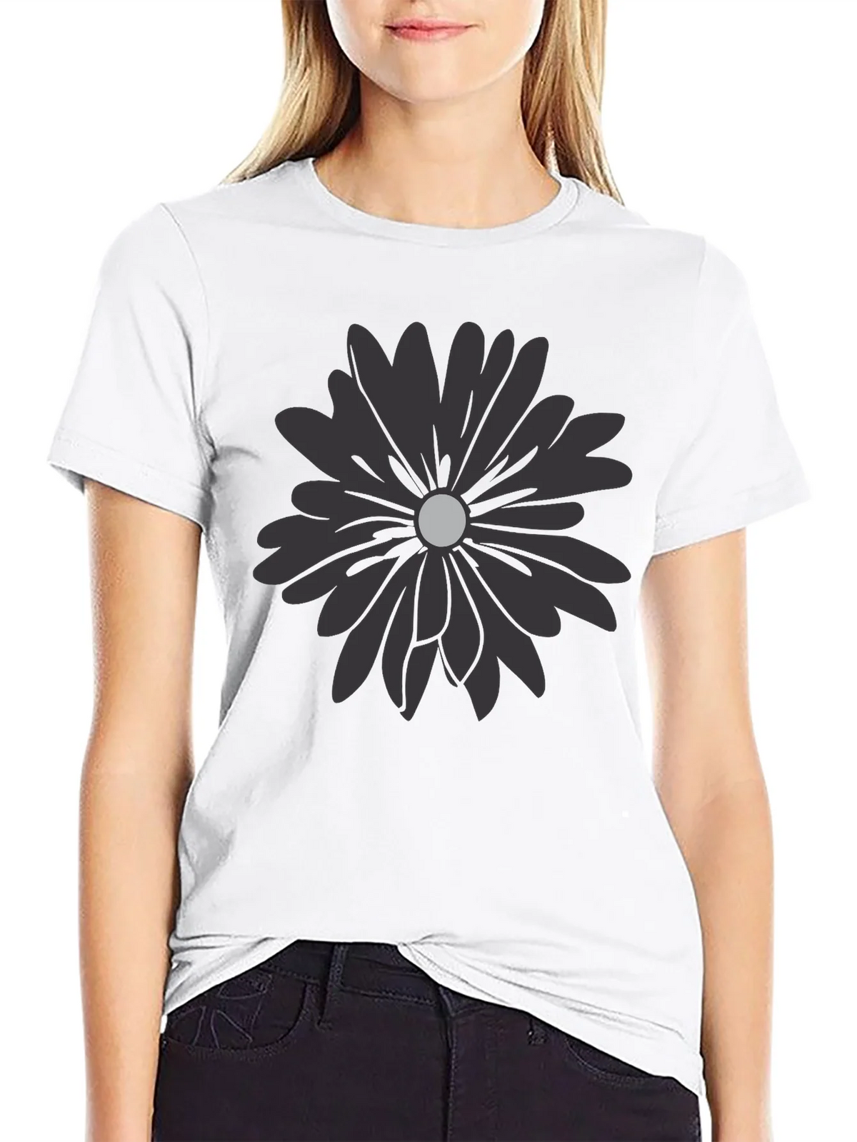 Black Flower Graphic T-Shirt - Modern Casual Tee product image 8