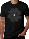 Black Flower Graphic T-Shirt - Modern Casual Tee product image 1