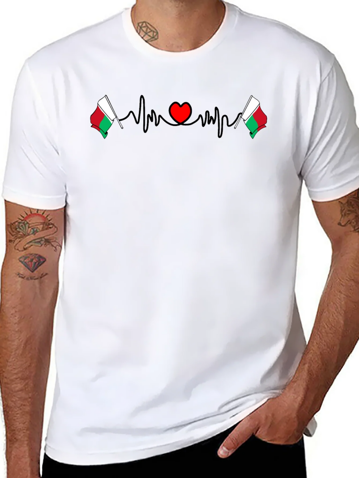 Madagascar Flag Heartbeat Graphic T-Shirt product image 7