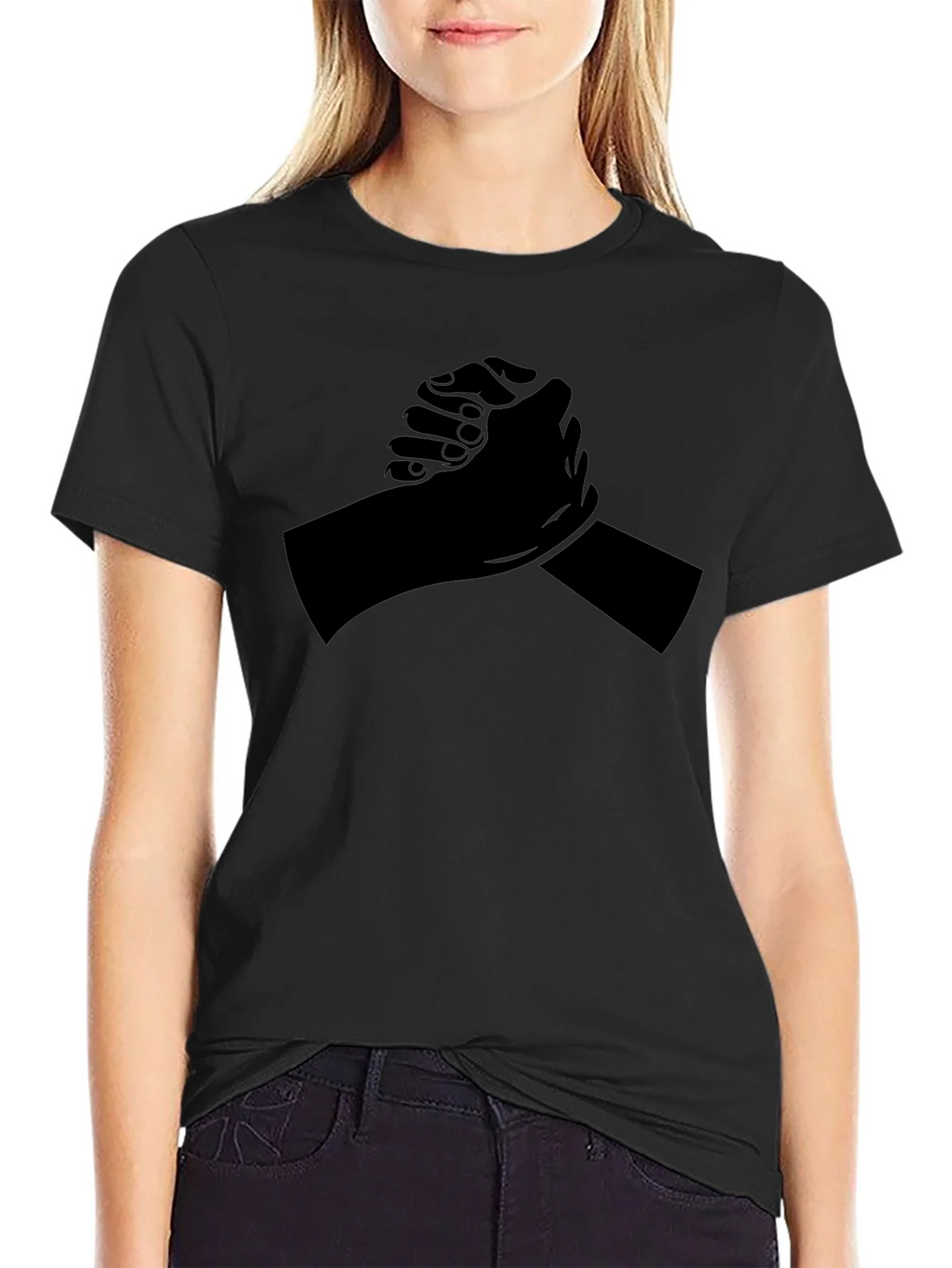 Black T-Shirt with Arm Wrestling Design product image 2