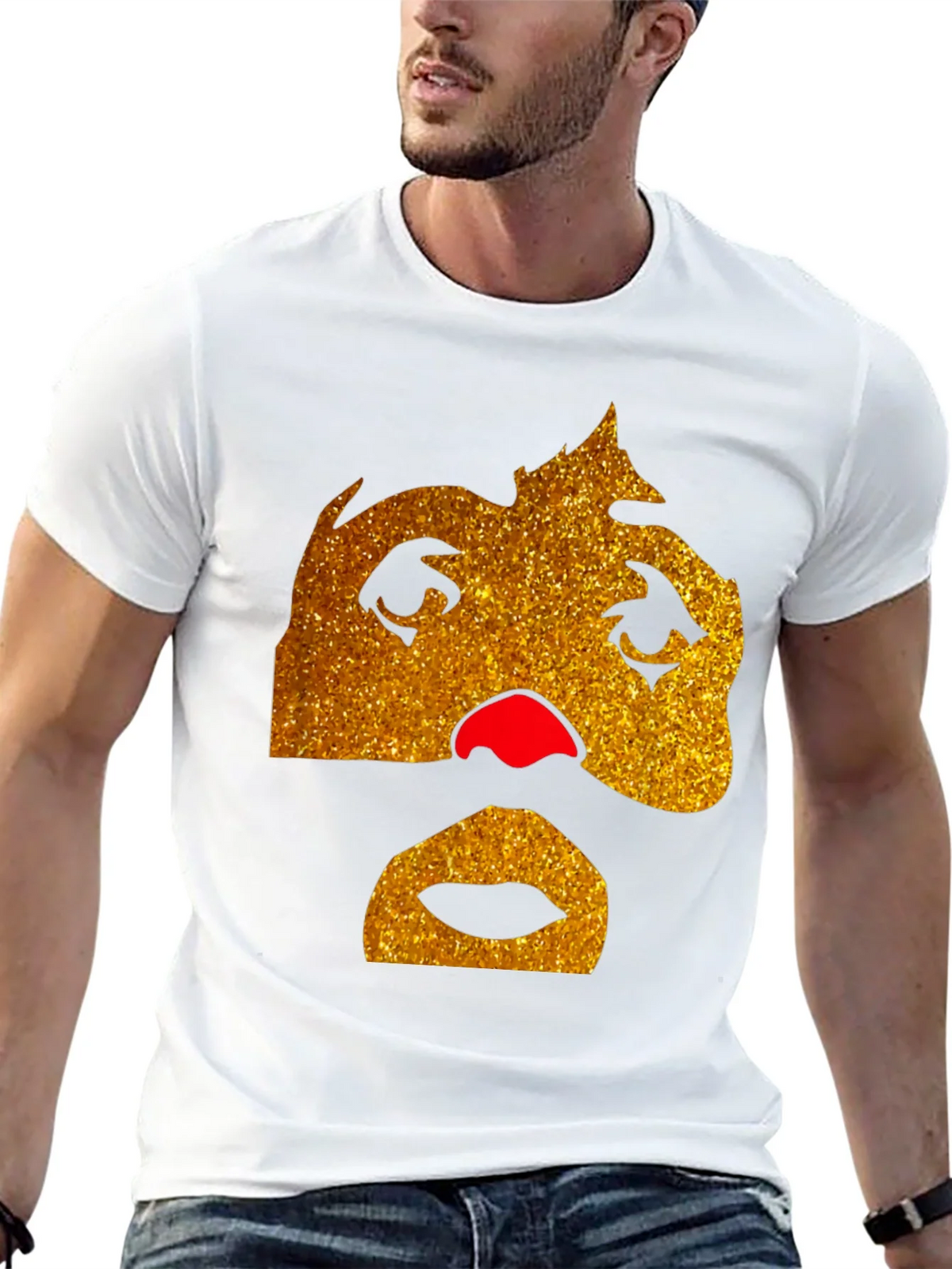 Funny Glitter Face Graphic Tee - Black product image 12