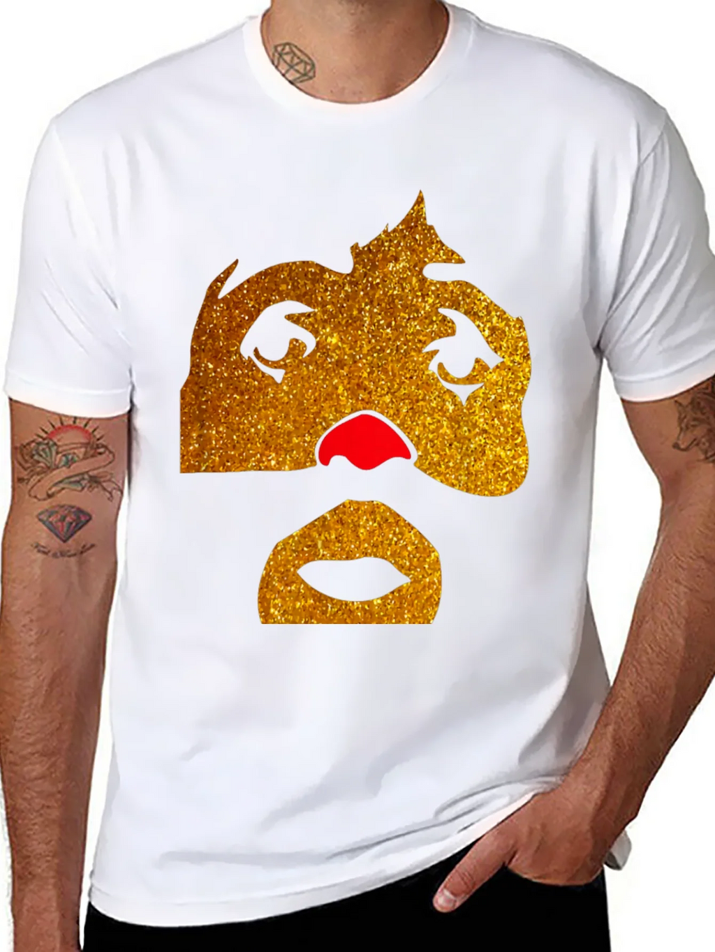 Funny Glitter Face Graphic Tee - Black product image 7