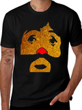 Funny Glitter Face Graphic Tee - Black product image 1