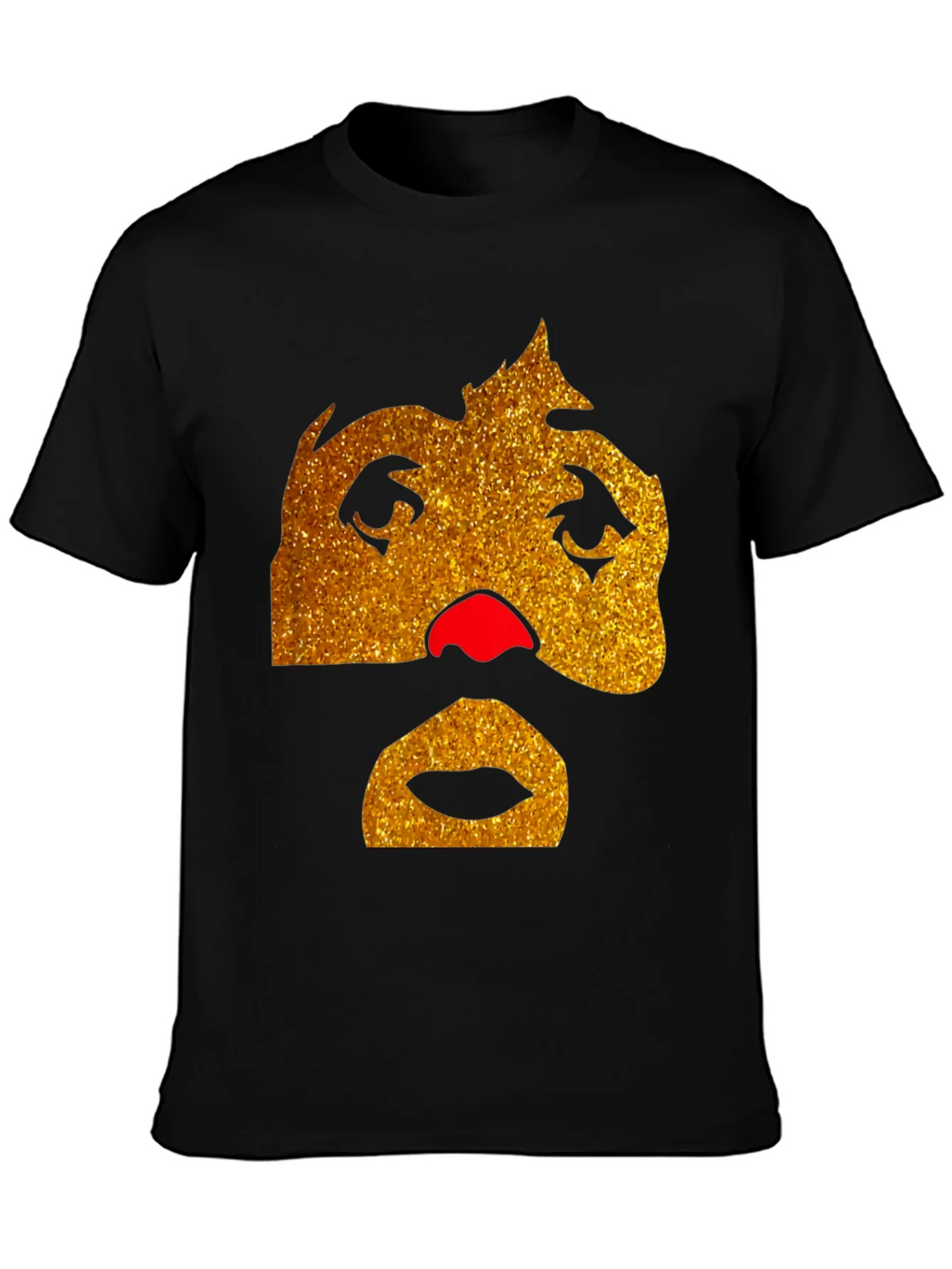 Funny Glitter Face Graphic Tee - Black product image 3