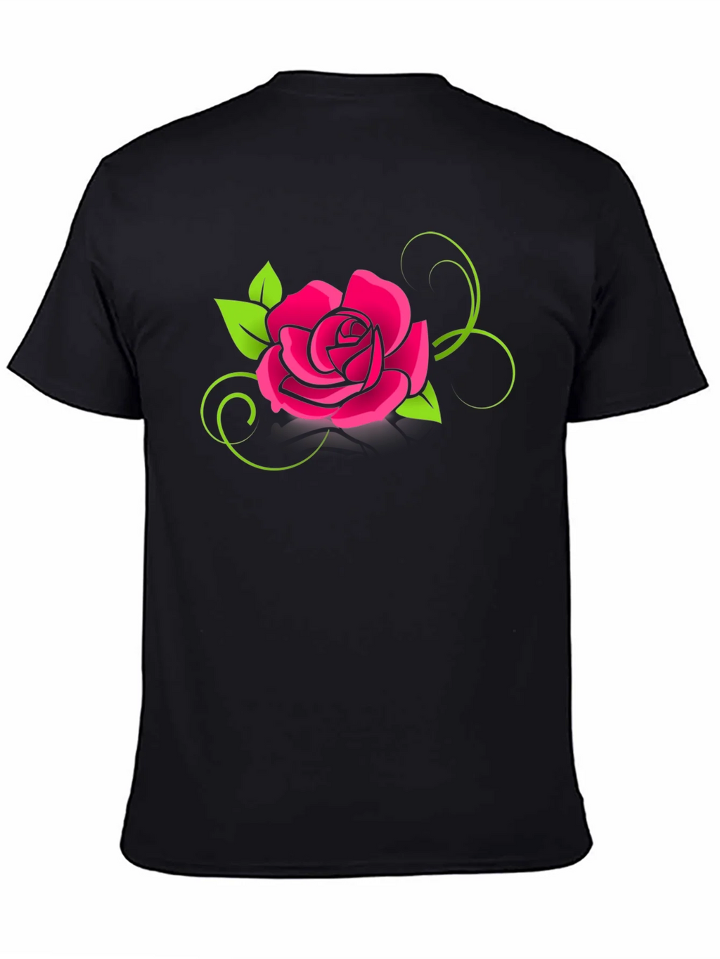 Black T-Shirt with Pink Rose Design product image 4