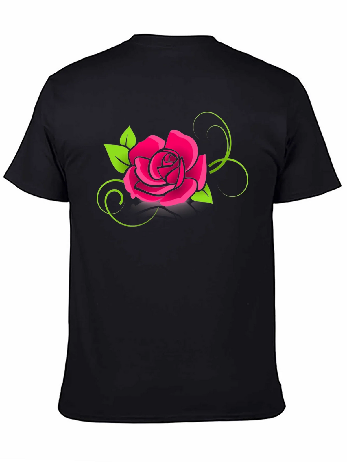 Black T-Shirt with Pink Rose Design product image 4