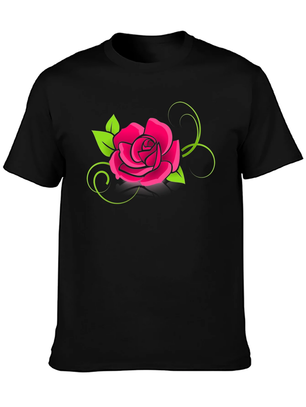 Black T-Shirt with Pink Rose Design product image 3