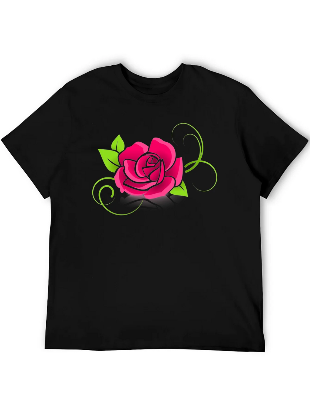 Black T-Shirt with Pink Rose Design product image 5