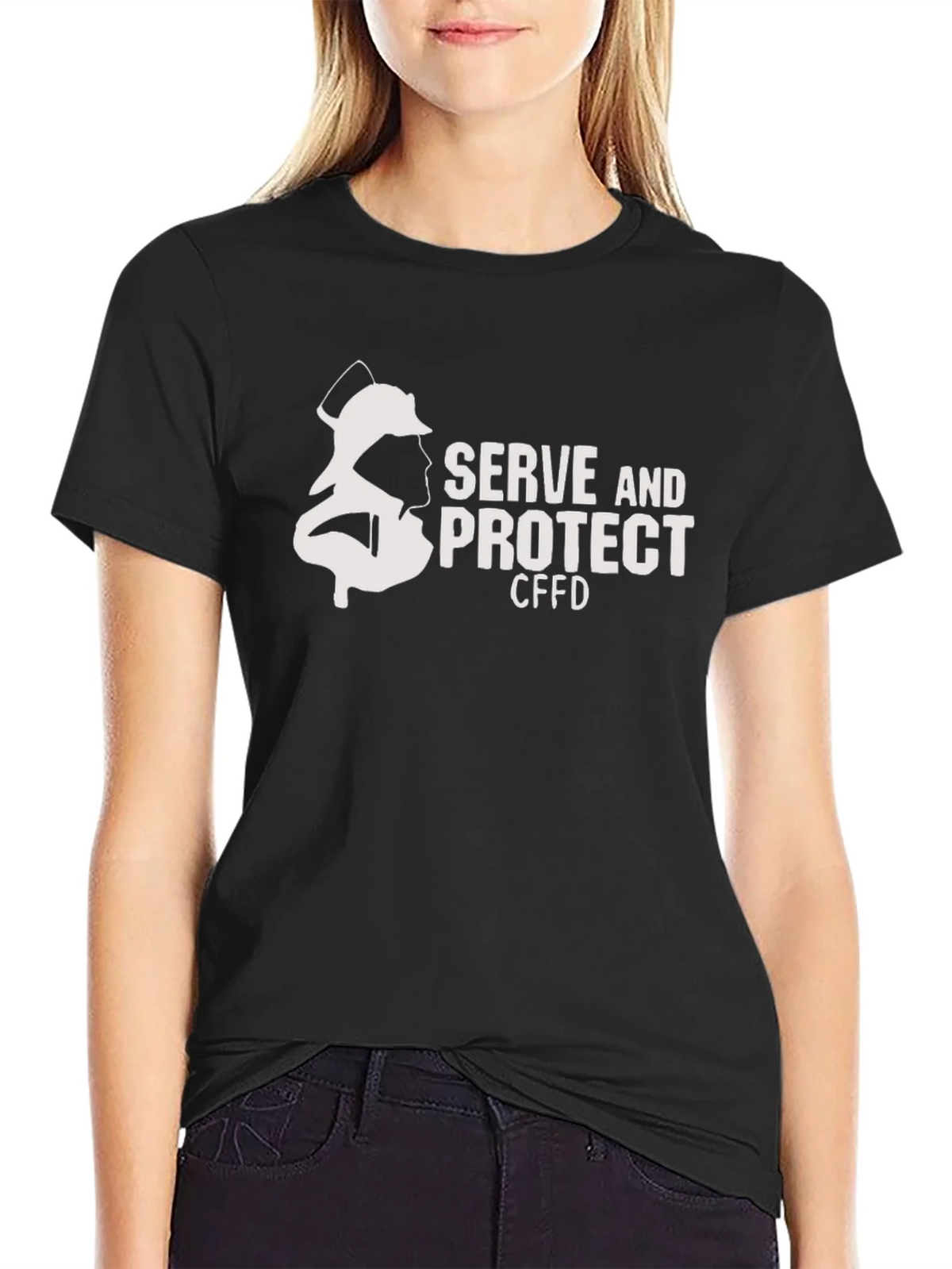Firefighter Serve and Protect Black T-Shirt product image 2