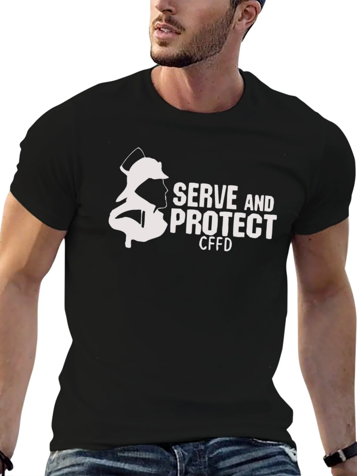 Firefighter Serve and Protect Black T-Shirt product image 6