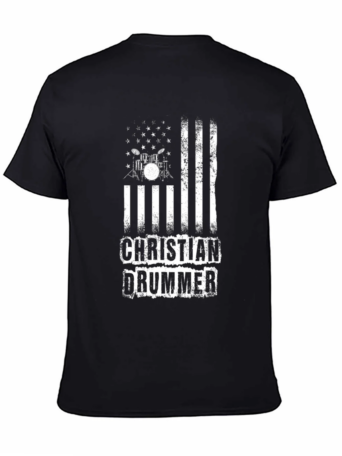 Christian Drummer Graphic Tee - Black Cotton Blend Shirt product image 4